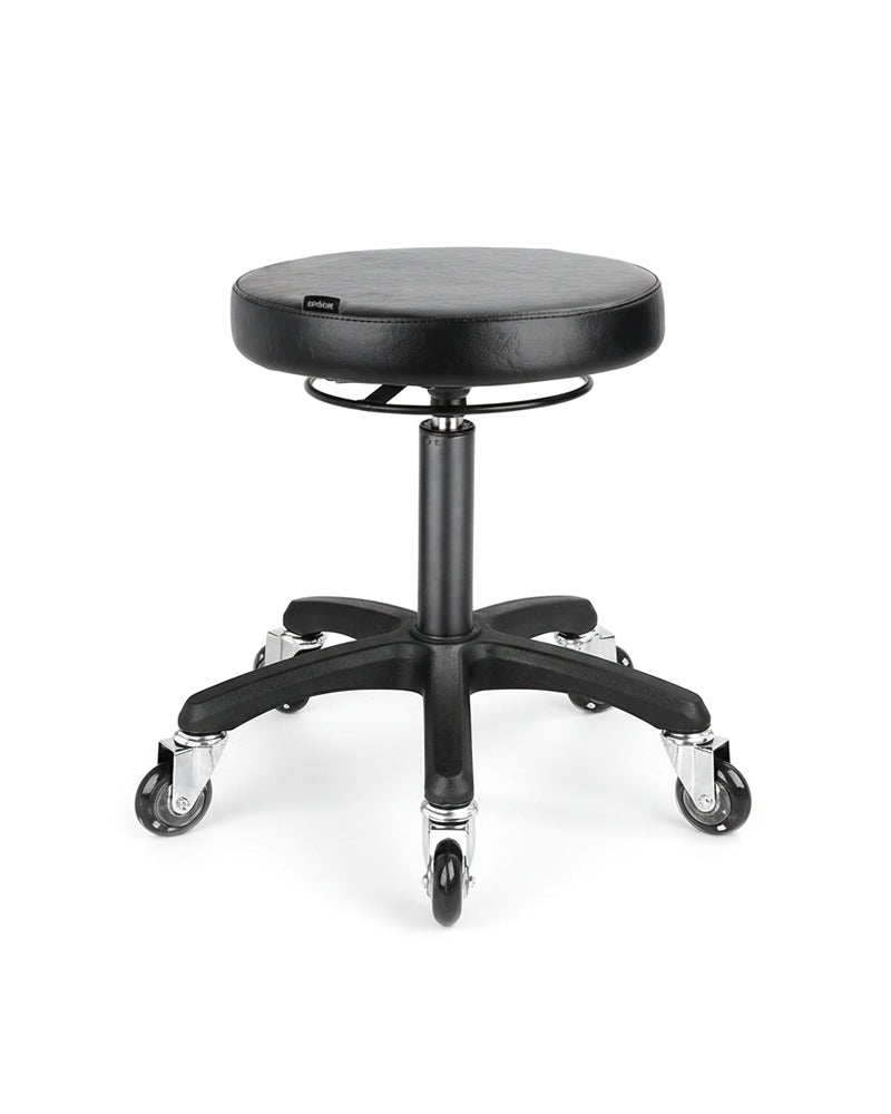 Round Black - Μαύρο σκαμπό κομμωτηρίου με βάση χιαστί μαύρη
